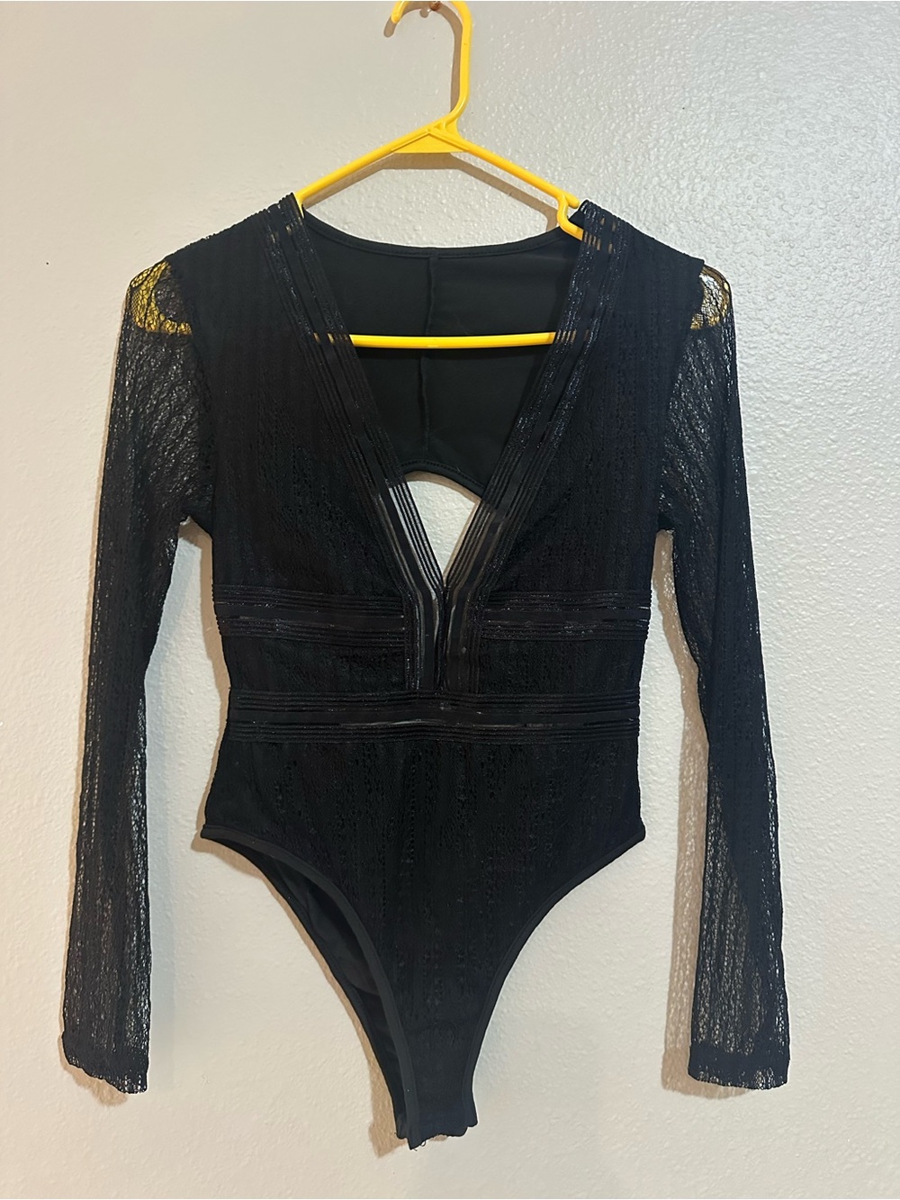 Black Lace Long-Sleeve Women’s One-Piece Bodysuit